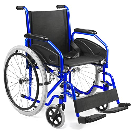 AIESI® Rollstuhl Faltbar leicht selbstfahrend für Behinderte und ältere Menschen AGILA EVOLUTION, Abnehmbare Armlehnen und Fußstützen, Sicherheitsgurt, Inflationspumpe, 24 Monate Garantie : Drogerie &amp; Körperpflege