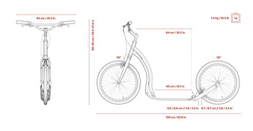 Yedoo Dragstr Tretroller   bis 150 kg, Kickscooter mit Luftreifen 20/20   Roller Scooter für Erwachsene aus Aluminiumlegierung mit verstellbaren Lenker, Dogscooter, Gewicht 7,4 kg