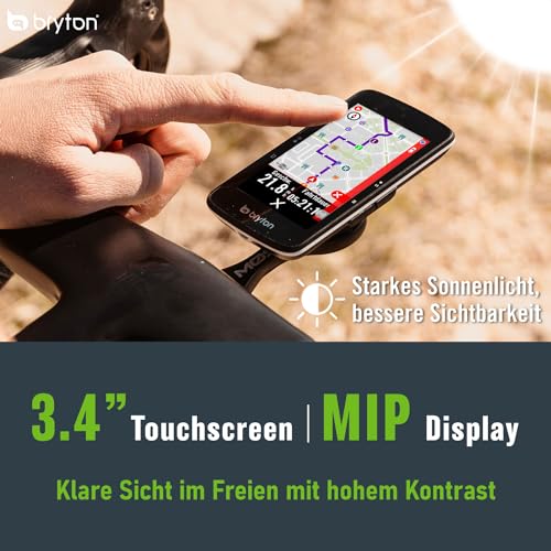 Bryton Rider S800 3,4 Zoll Farb LCD Touchscreen GPS Fahrradcomputer Offline EU Karte, kompatibel mit Fahrradradar, 36 Stunden Batterielebensdauer, Navigation mit Turn by Turn Follow Track