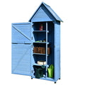Gartenschuppen Regenfester Holzschrank for Den Außenbereich Aufbewahrungsbox for Kleinigkeiten Im Innenhof Werkzeugschrank (Color : Blau, S : 70x35.3x178cm): Garten