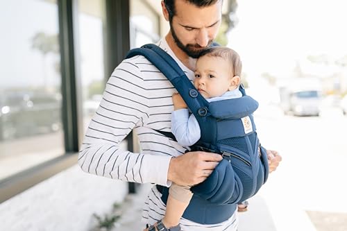 Ergobaby Babytrage, Omni 360 Cool Air Mesh mit 4 Positionen für Neugeborene bis Kleinkinder (0 4 Jahre), ergonomische Kindertrage und Rucksack, Mitternachtsblau