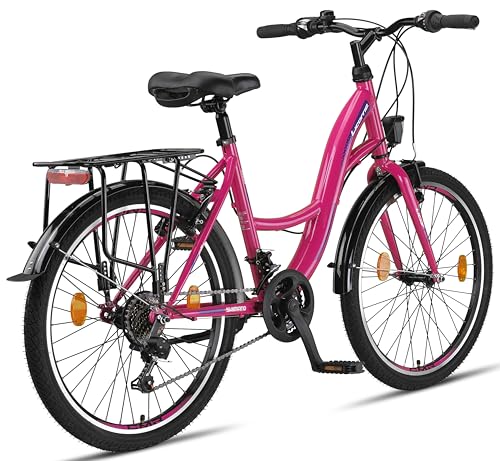 Licorne Bike Stella Premium City Bike in 20,24,26, 28 Zoll Fahrrad für Mädchen, Jungen, Herren und Damen 21 Gang Schaltung (6 Gang bei 20 Zoll) Hollandfahrrad Citybike