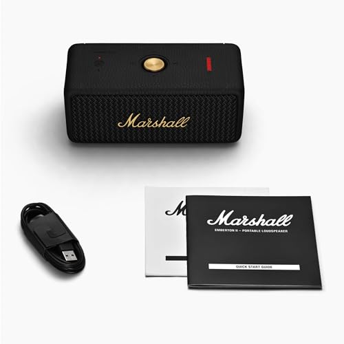 Marshall Emberton II Bluetooth Tragbarer Lautsprecher, Kabelloser, Wasserabweisend   Schwarz und Messing