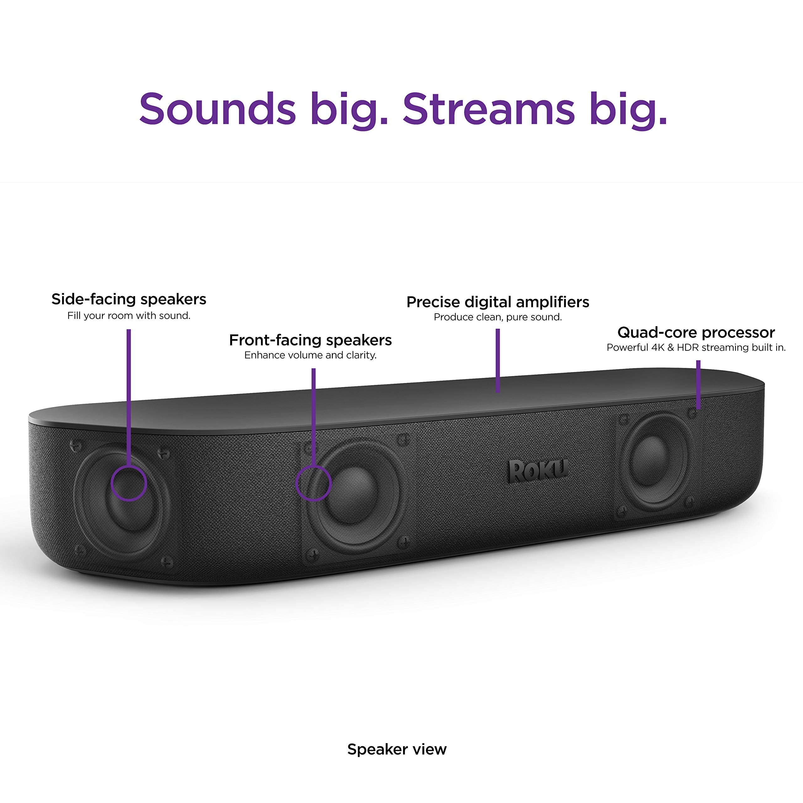 Roku Streambar | 4K HDR Streaming Device &amp; Premium Roku Soundbar All In One, Roku Voice Remote,u00a0Free &amp; Live TV