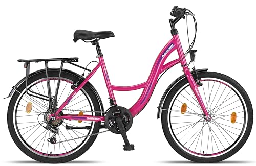 Licorne Bike Stella Premium City Bike in 20,24,26, 28 Zoll Fahrrad für Mädchen, Jungen, Herren und Damen 21 Gang Schaltung (6 Gang bei 20 Zoll) Hollandfahrrad Citybike
