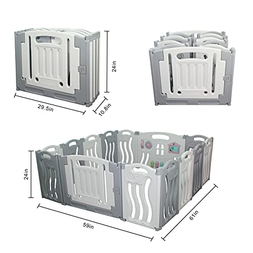 Gupamiga Laufstall Baby Faltbar, Laufgitter Baby mit Zeichenbrett, Baby Playpen, Sicherheitsspielhof Aktivitätszentrum für Kinder（Meeresthema）