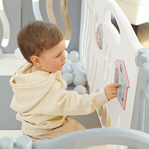 Gupamiga Laufstall Baby Faltbar, Laufgitter Baby mit Zeichenbrett, Baby Playpen, Sicherheitsspielhof Aktivitätszentrum für Kinder（Meeresthema）