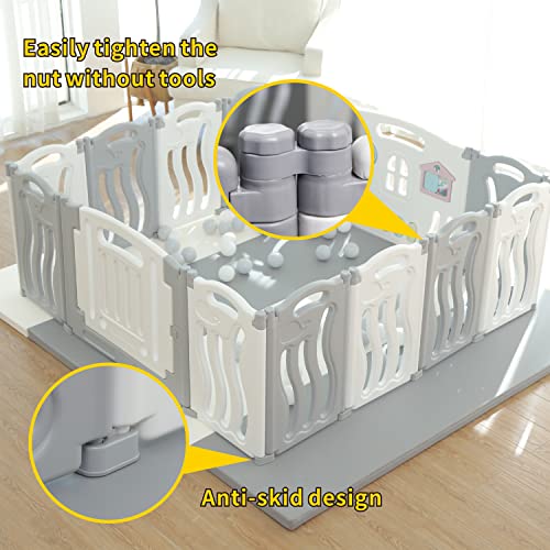 Gupamiga Laufstall Baby Faltbar, Laufgitter Baby mit Zeichenbrett, Baby Playpen, Sicherheitsspielhof Aktivitätszentrum für Kinder（Meeresthema）