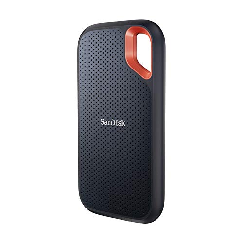 SanDisk Extreme Portable SSD 2 TB (tragbare NVMe SSD, USB C, bis zu 1.050 MB/s Lesegeschwindigkeit und 1.000 MB/s Schreibgeschwindigkeit, wasser  und staubbeständig) Schwarz