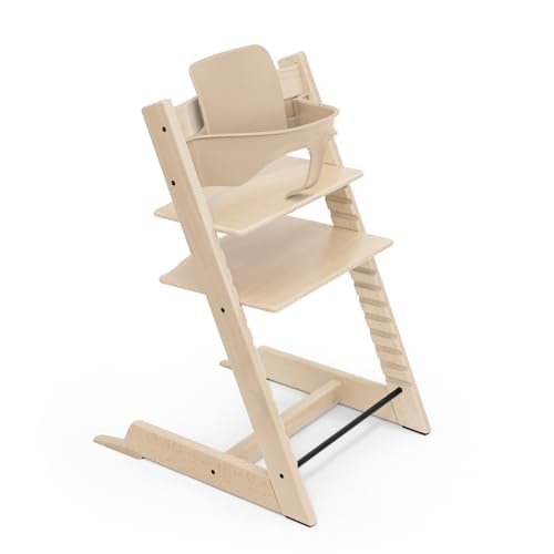 Stokke Tripp Trapp Hochstuhl, Natural   Inklusive Stuhl   Baby Set2 für Kinder von 6 36 Monaten   Verstellbar, ergonomisch &amp; leicht zu reinigen