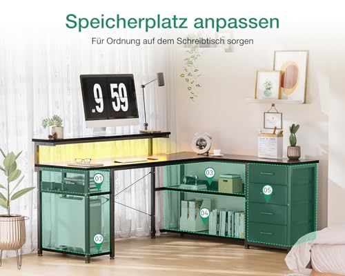 ODK Schreibtisch Schubladen Eckschreibtisch Ladeanschluss