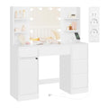 WOLTU Schminktisch mit Beleuchtung und Steckdose, Einstellbarer Helligkeit, Große Frisiertisch mit Spiegel, 5 Schubladen, 4 Ablagen, Schrank, 110x140x40 cm, Make Up Tisch Kosmetiktisch, weiß : Küche, Haushalt &amp; Wohnen