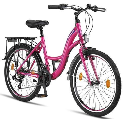 Licorne Bike Stella Premium City Bike in 20,24,26, 28 Zoll Fahrrad für Mädchen, Jungen, Herren und Damen 21 Gang Schaltung (6 Gang bei 20 Zoll) Hollandfahrrad Citybike