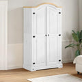 Hommdiy Kleiderschrank, Garderobenschrank mit Stauraum Metallgriff, Hochschrank für Schlafzimmer, Dielenschrank, Modern, Massivholz Kiefer Weiß,102x52x186 cm : Küche, Haushalt &amp; Wohnen