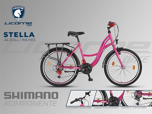 Licorne Bike Stella Premium City Bike in 20,24,26, 28 Zoll Fahrrad für Mädchen, Jungen, Herren und Damen 21 Gang Schaltung (6 Gang bei 20 Zoll) Hollandfahrrad Citybike