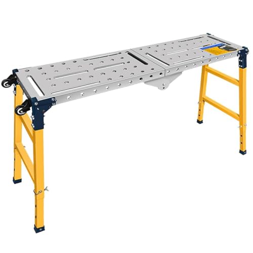 Alu Gerüstt, Stützen Höhenverstellbar Werkbank Klappbar, TOOSOAR Arbeitsgerüst, 36 x 140 CM : Baumarkt