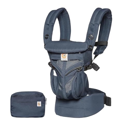 Ergobaby Babytrage, Omni 360 Cool Air Mesh mit 4 Positionen für Neugeborene bis Kleinkinder (0 4 Jahre), ergonomische Kindertrage und Rucksack, Mitternachtsblau