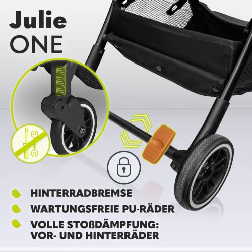 LIONELO Julie One Buggy Kinderwagen bis 22 kg, verstellbare Rückenlehne und Fußstütze, Moskitonetz, Beinwärmer, Getränkehalter und Transporttasche, zusammenklappbar