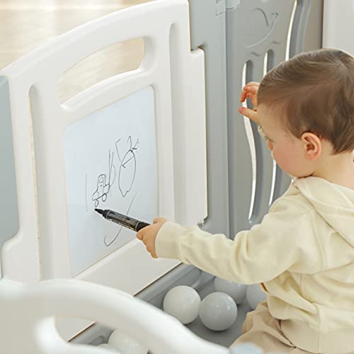 Gupamiga Laufstall Baby Faltbar, Laufgitter Baby mit Zeichenbrett, Baby Playpen, Sicherheitsspielhof Aktivitätszentrum für Kinder（Meeresthema）